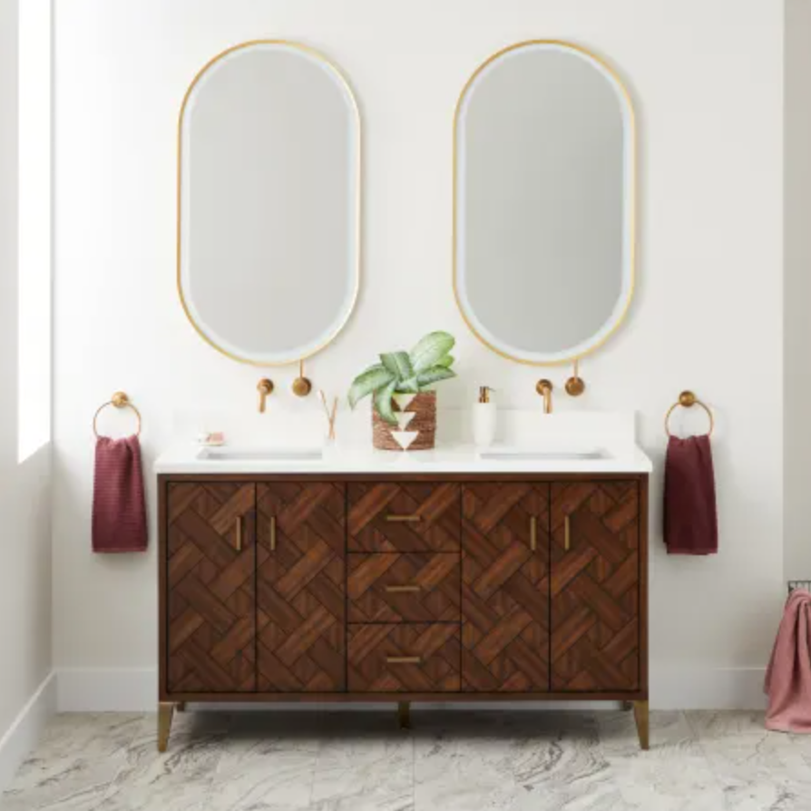 Signature Hardware Patzi 48" Free Standing Single Basin Vanity Set with Cabinet and Vanity Top - 3 Faucet Centers
