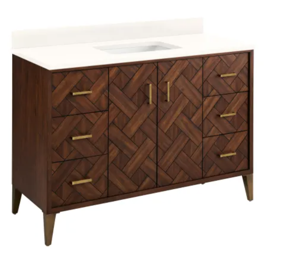 Signature Hardware Patzi 48" Free Standing Single Basin Vanity Set with Cabinet and Vanity Top - 3 Faucet Centers