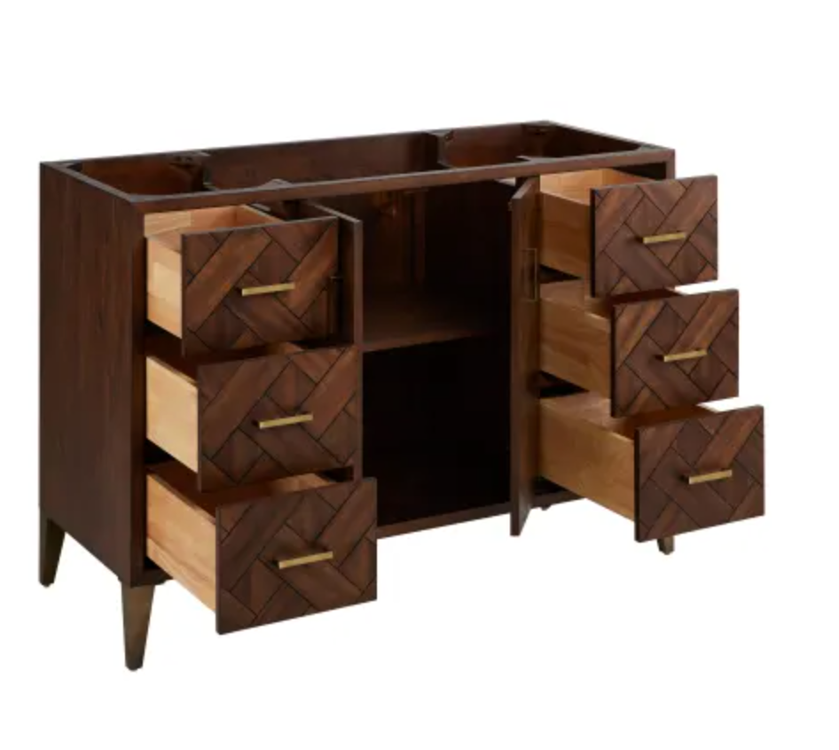 Signature Hardware Patzi 48" Free Standing Single Basin Vanity Set with Cabinet and Vanity Top - 3 Faucet Centers