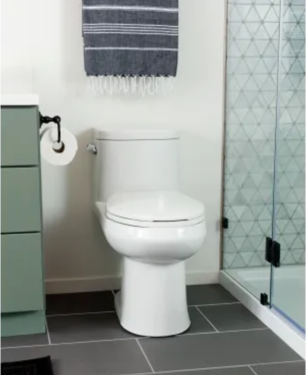 Miseno Mia One-Piece High Efficiency Toilet with Elongated Chair Height Bowl - Includes Soft Close Seat and Wax Ring Kit