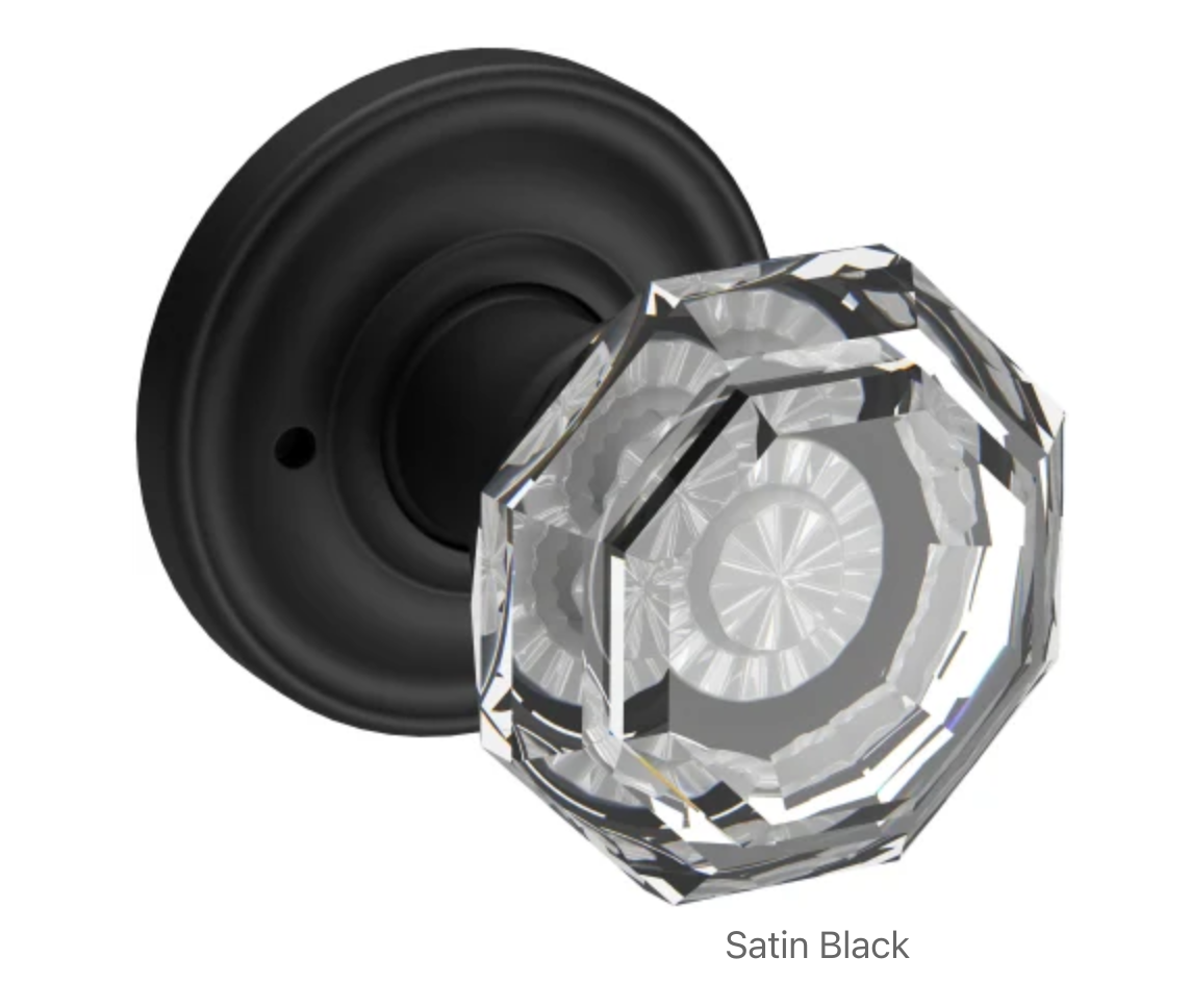 Crystal Privacy Door Knob with Round Rose