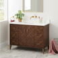 Signature Hardware Patzi 48" Free Standing Single Basin Vanity Set with Cabinet and Vanity Top - 3 Faucet Centers