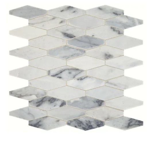Sublimity - 11" x 12" Geometric Mosaic Floor and Wall Tile - Honed Marble Visual - Sold by Sheet (0.87 SF/Sheet)