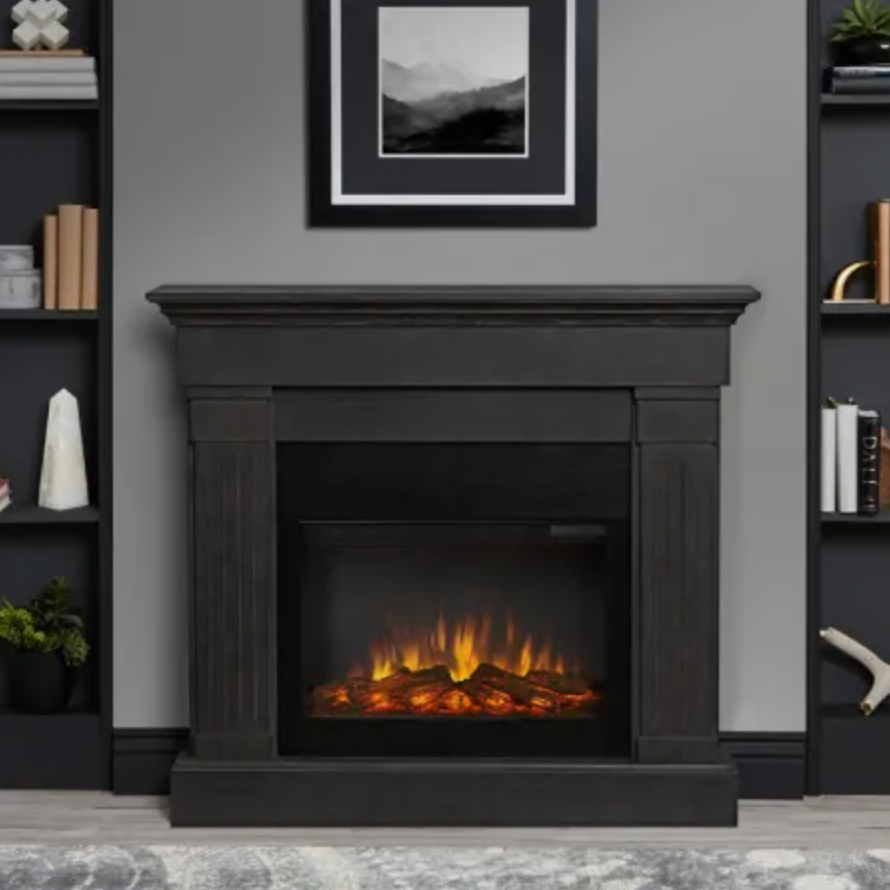 Real Flame Crawford 48 Inch Wide 5100 BTU / 1400W Free Standing Mantel Electric Fireplace