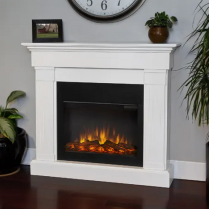 Real Flame Crawford 48 Inch Wide 5100 BTU / 1400W Free Standing Mantel Electric Fireplace