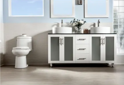 Miseno Mia One-Piece High Efficiency Toilet with Elongated Chair Height Bowl - Includes Soft Close Seat and Wax Ring Kit
