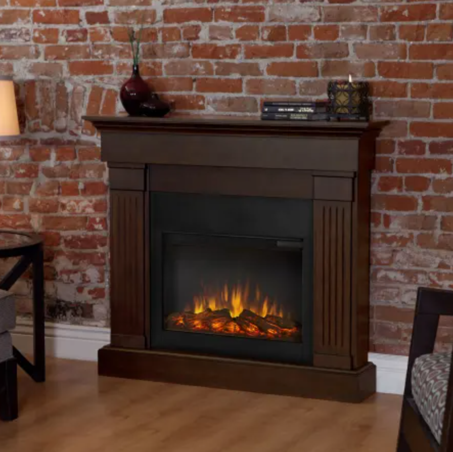 Real Flame Crawford 48 Inch Wide 5100 BTU / 1400W Free Standing Mantel Electric Fireplace