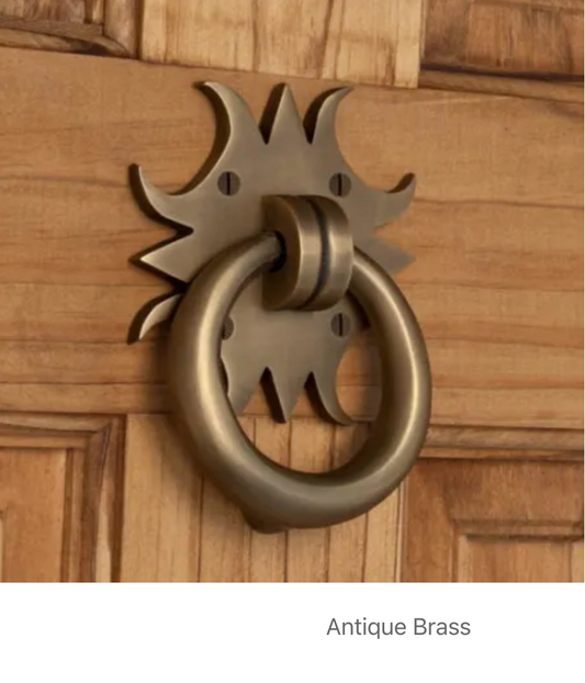 Sun 4-7/8 Inch Tall Solid Brass Door Knocker