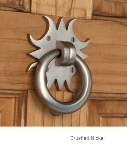 Sun 4-7/8 Inch Tall Solid Brass Door Knocker
