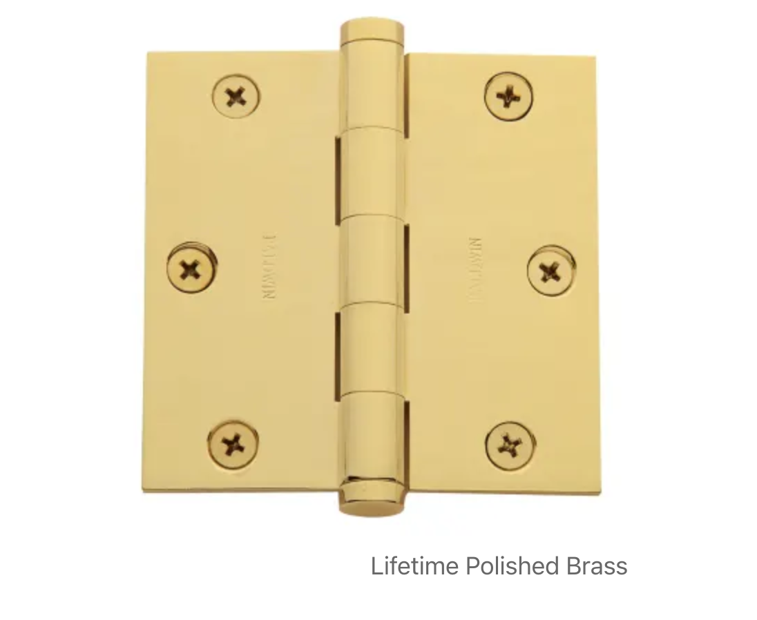 3-1/2" Wide Plain Bearing Square Corner Mortise Door Hinge from the Estate Collection - Single Hinge