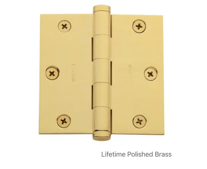 3-1/2" Wide Plain Bearing Square Corner Mortise Door Hinge from the Estate Collection - Single Hinge