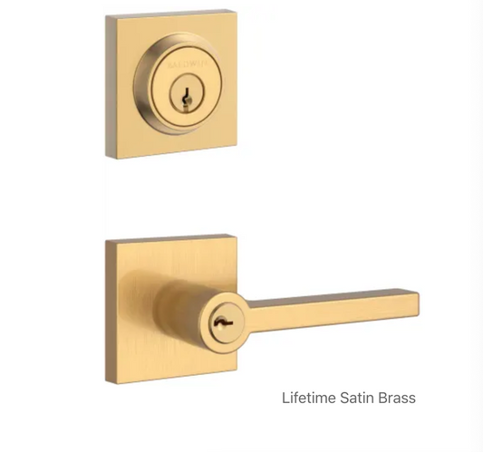 Square Single Cylinder Keyed Entry Door Lever Set and Deadbolt Combo from the Reserve Collection