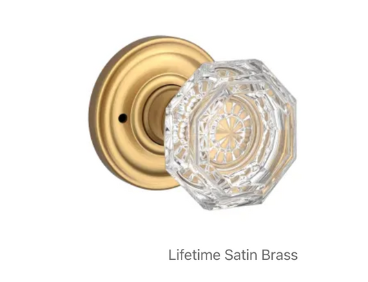 Crystal Privacy Door Knob with Round Rose