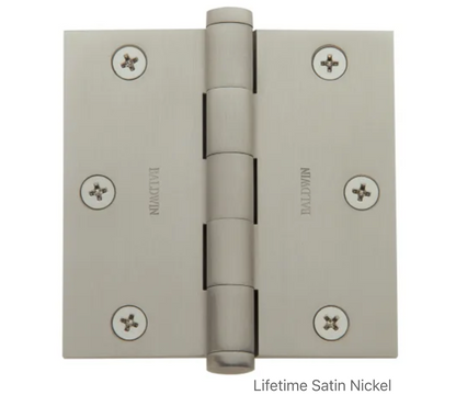 3-1/2" Wide Plain Bearing Square Corner Mortise Door Hinge from the Estate Collection - Single Hinge
