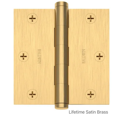 3-1/2" Wide Plain Bearing Square Corner Mortise Door Hinge from the Estate Collection - Single Hinge