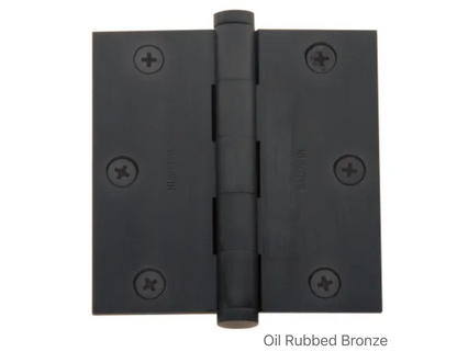 3-1/2" Wide Plain Bearing Square Corner Mortise Door Hinge from the Estate Collection - Single Hinge