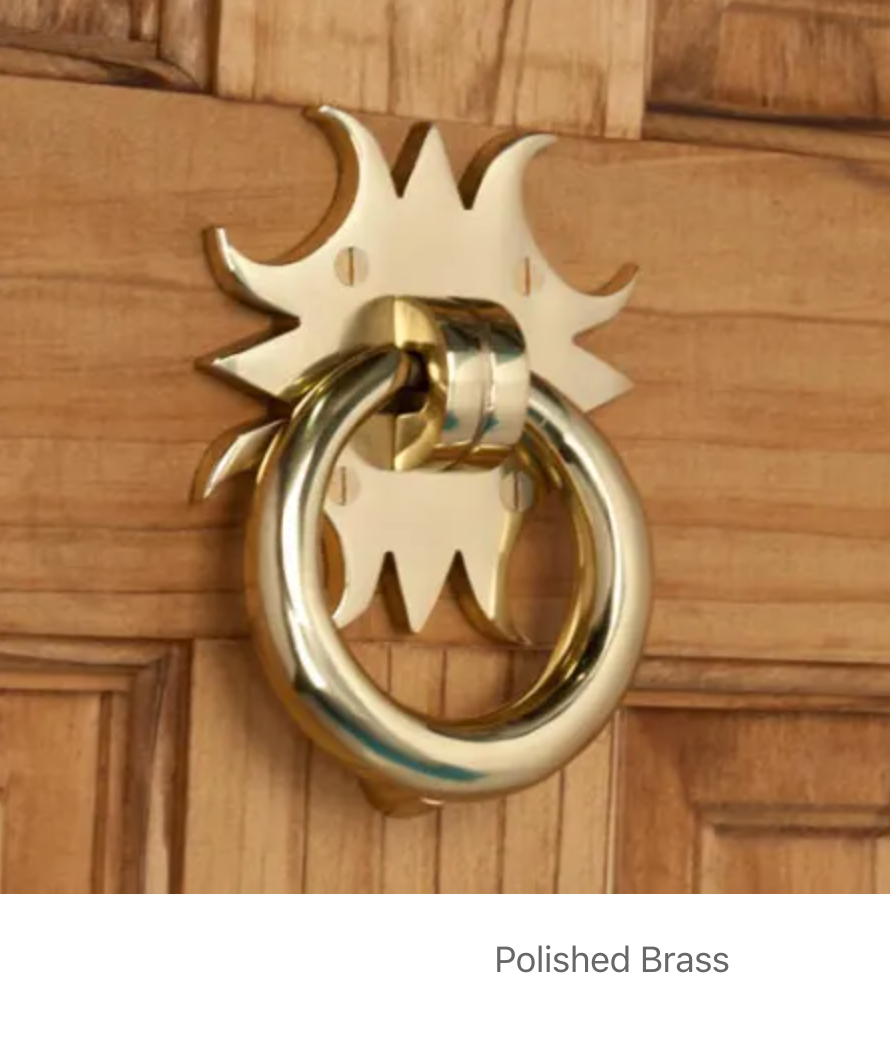 Sun 4-7/8 Inch Tall Solid Brass Door Knocker