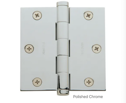 3-1/2" Wide Plain Bearing Square Corner Mortise Door Hinge from the Estate Collection - Single Hinge