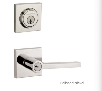 Square Single Cylinder Keyed Entry Door Lever Set and Deadbolt Combo from the Reserve Collection