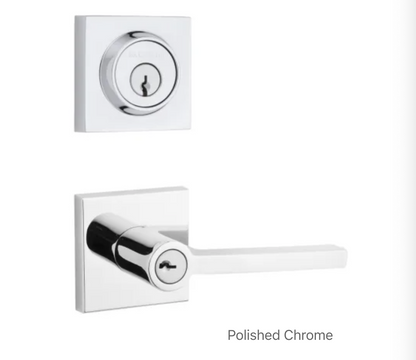Square Single Cylinder Keyed Entry Door Lever Set and Deadbolt Combo from the Reserve Collection
