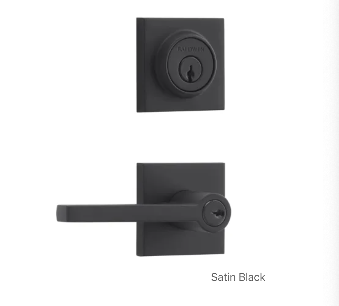 Square Single Cylinder Keyed Entry Door Lever Set and Deadbolt Combo from the Reserve Collection