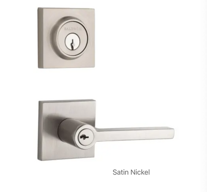 Square Single Cylinder Keyed Entry Door Lever Set and Deadbolt Combo from the Reserve Collection