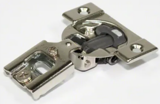 COMPACT 1/2 Inch Overlay Concealed European Screw-On Cabinet Door Hinge with 105 Degree Opening Angle and BLUMOTION Function - Single Hinge