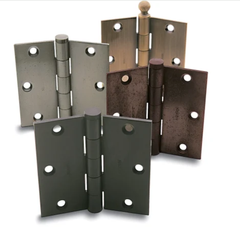 3-1/2" Wide Plain Bearing Square Corner Mortise Door Hinge from the Estate Collection - Single Hinge