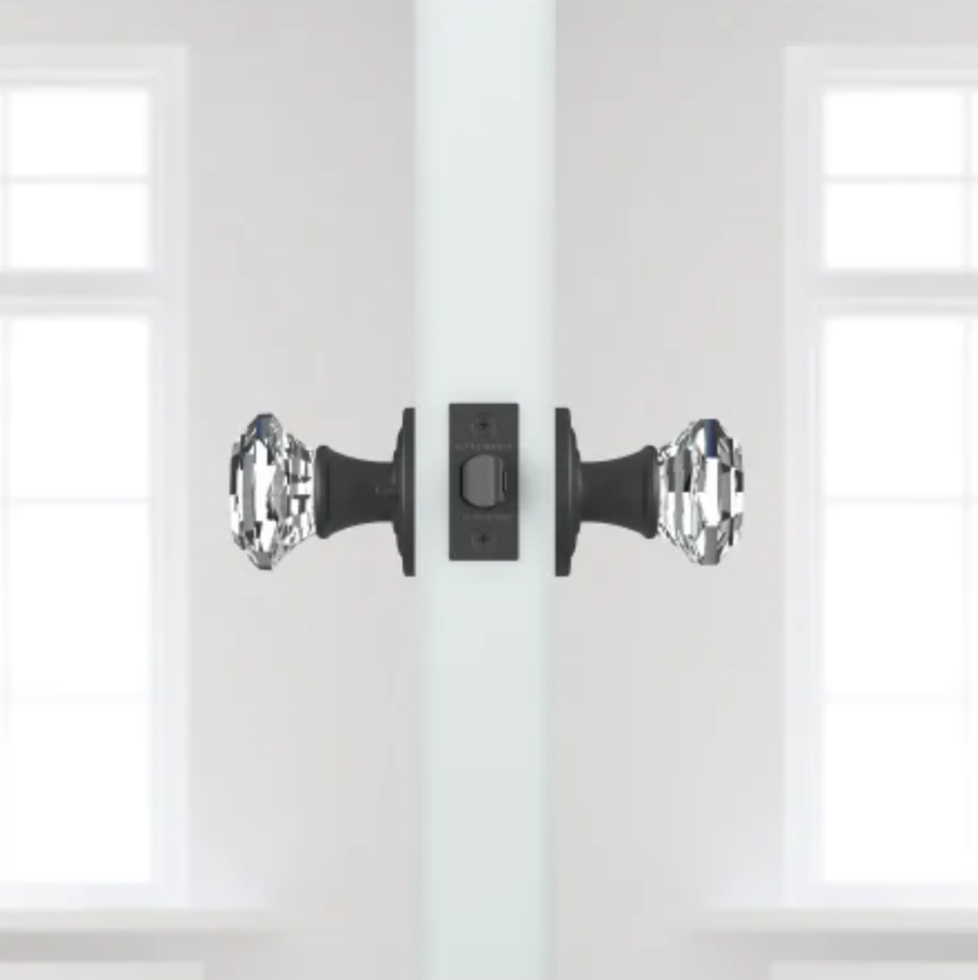 Crystal Privacy Door Knob with Round Rose
