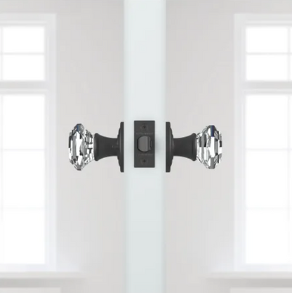 Crystal Privacy Door Knob with Round Rose