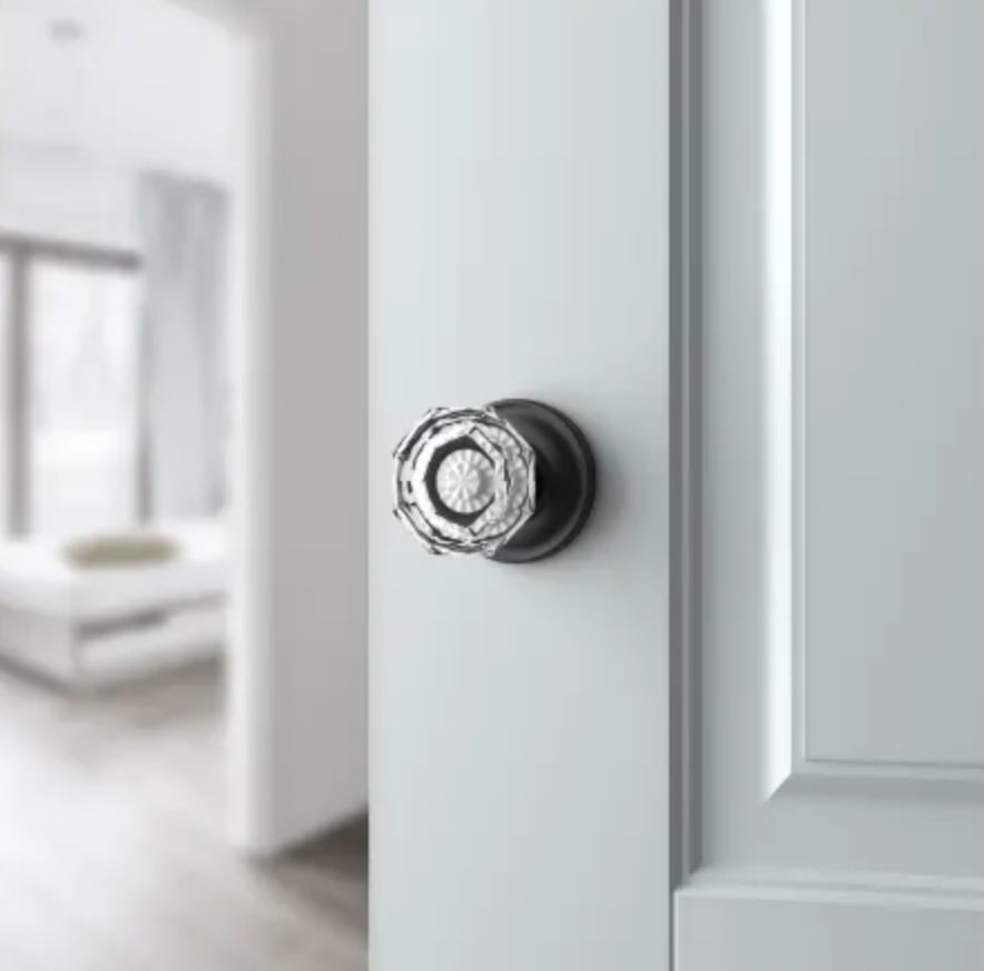 Crystal Privacy Door Knob with Round Rose