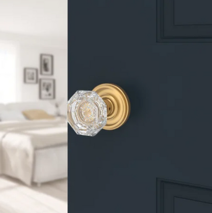 Crystal Privacy Door Knob with Round Rose